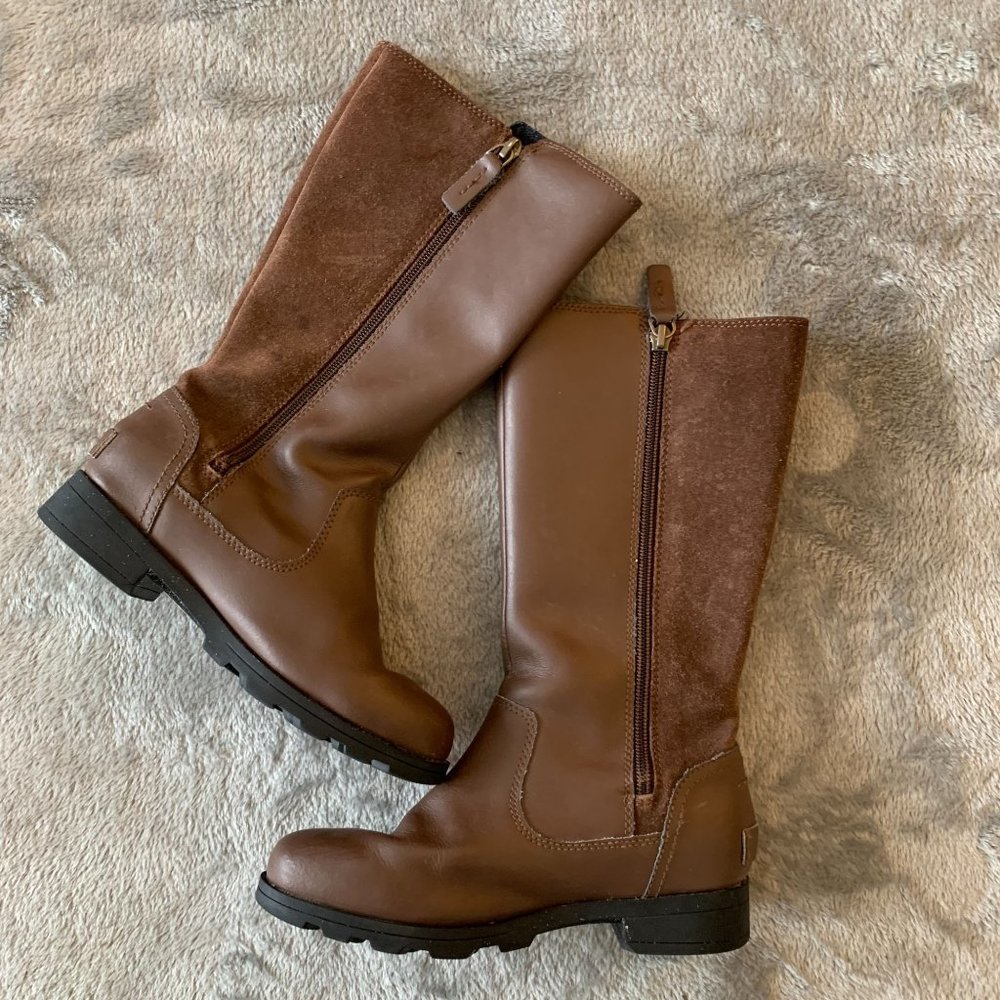 Sorel Kids Tall Brown Leather Boots Size 2 Youth Girl